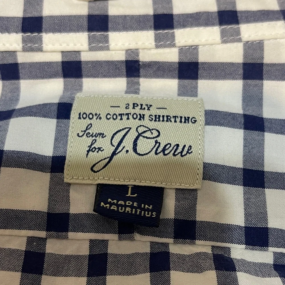J.‎ Crew Blue White Gingham Button Down Business Casual Shirt Men’s Large